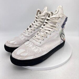Six Hundred Four Bravo Cambie Hi White Print Canva Shoes Size Men 9 Women 10.5